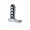 Borg BL5771ECP mechanical gate lock with back to back keypads and 60mm latch for internal & external doors - satin chrome finish with flat bar lever handle, key override and code reset function
