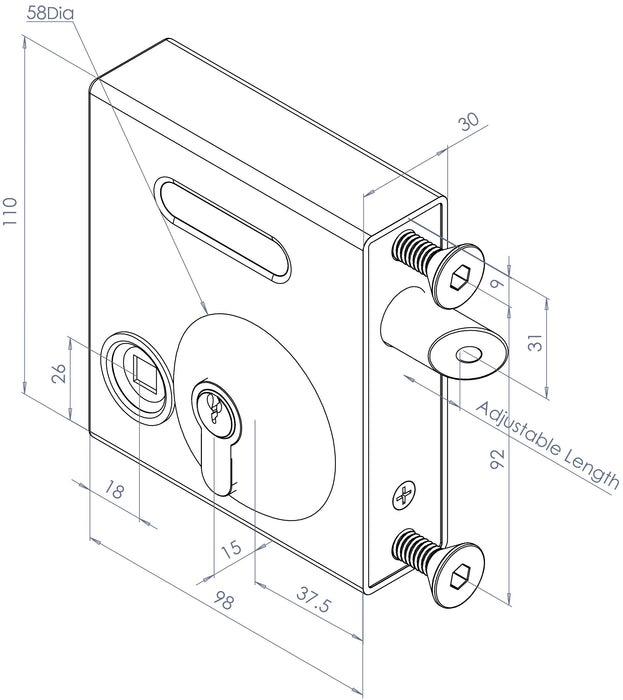 SBLD Select Pro Bolt-on latch and deadbolt - fits up to 60mm gate frame (modern or traditional handle)