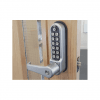 Borg BL5771ECP mechanical gate lock with back to back keypads and 60mm latch for internal & external doors - satin chrome finish with flat bar lever handle, key override and code reset function