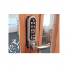 Borg BL5008ECP mechanical gate lock with keypad and push pad for internal & external doors - satin chrome finish with round lever handle and code reset function