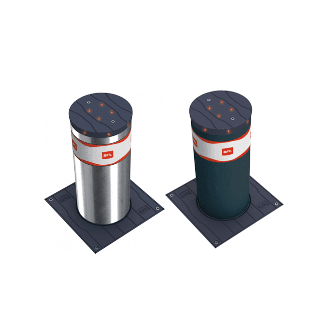 BFT RANCH B Fixed Bollard with LED Light Crown - variable size (500mm/700mm) and cylinder finish (RAL7015/SS)