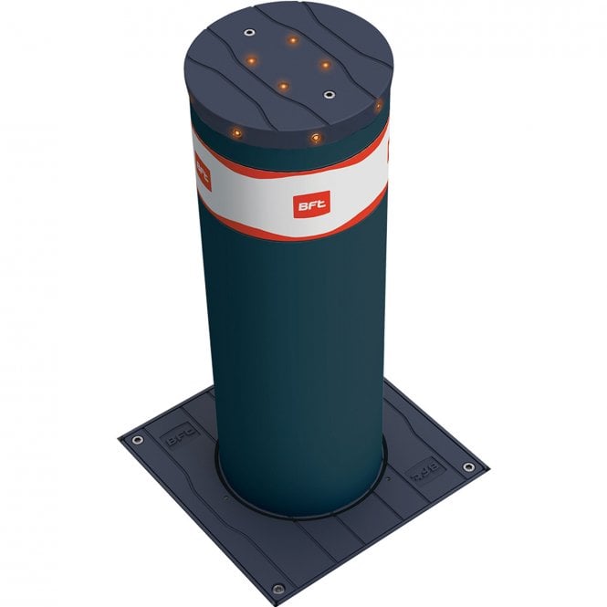 BFT DAMPY B Manual Gas Bollard with LED Light Crown - variable size (500mm/700mm) and cylinder finish (RAL7015/SS)