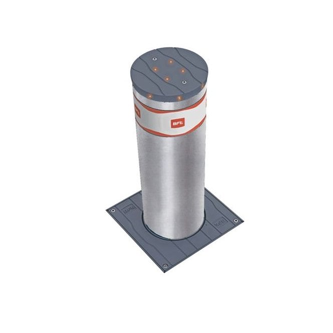 BFT DAMPY B Manual Gas Bollard with LED Light Crown - variable size (500mm/700mm) and cylinder finish (RAL7015/SS)