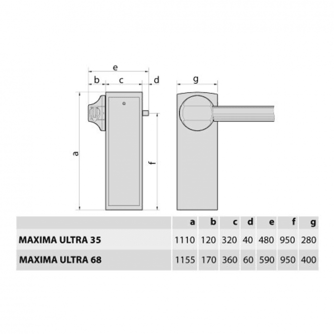BFT MAXIMA ULTRA 68 Automatic Barrier 230v - Barrier Only (without spring)