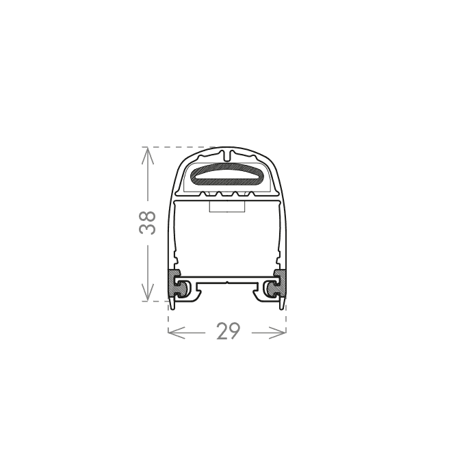 MINI LINK Conductive safety edge with 8.2 KΩ, h=38mm, length optional - with cable for serial connection (CC-16MINILINK, CC-20MINILINK, CC-25MINILINK)