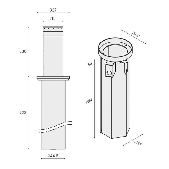 HYDRA500 BASIC 230 Vac hydraulic bollard